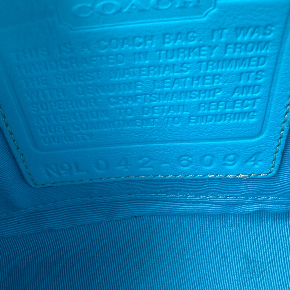 Coach Y2K Demi Baguette Ice Blue Canvas Leather Shoulder Bag - Picture 6 of 12